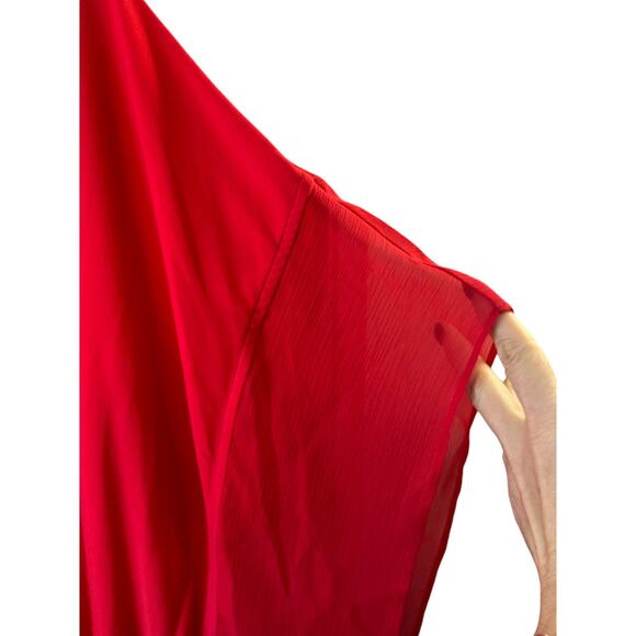 Easywear by Chico's Red Layered V-Neckline Boxy Blouse Top Women's Large 12 - Picture 4 of 7